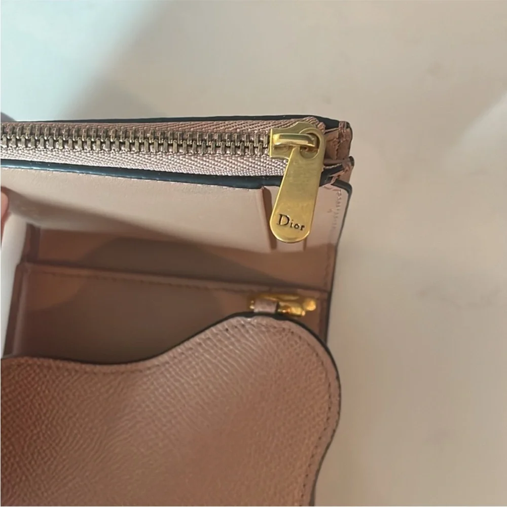 Dior pink Leather Wallet with Gold Accent
